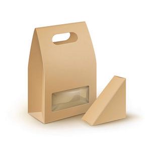 棕色空白纸板花掉手柄午餐套盒包装为三明治, 食品, 礼品, 其他产品与